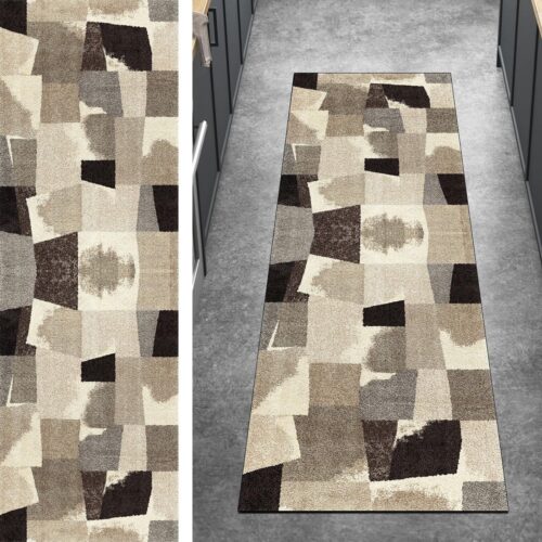 Ymural Beige Brown Non Slip Corridor Runner